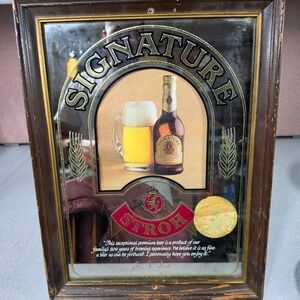 Stroh Signature Beer Bar Mirror Brown Fair Vintage Brewery Sign